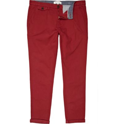 Ruby red turn up skinny chinos
