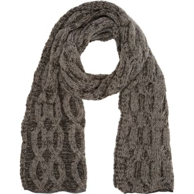Grey cable knit scarf