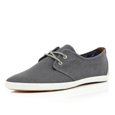 Grey contrast lace up plimsolls
