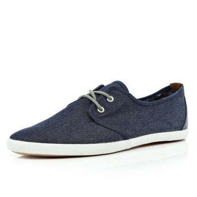 Navy denim lace up plimsolls