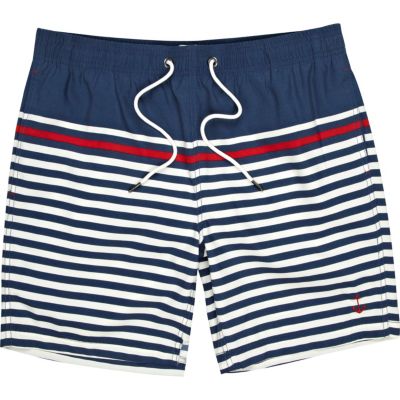 Navy Breton stripe swim shorts