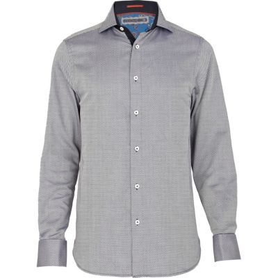 Navy printed long sleeve shirt