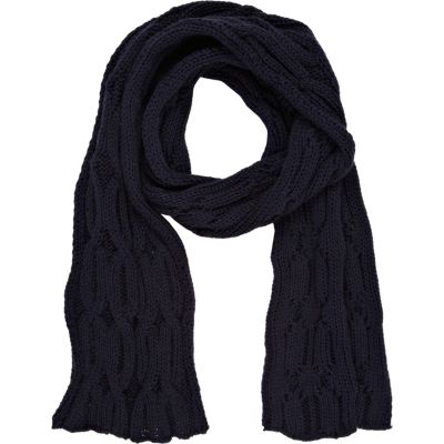 Navy cable knit scarf