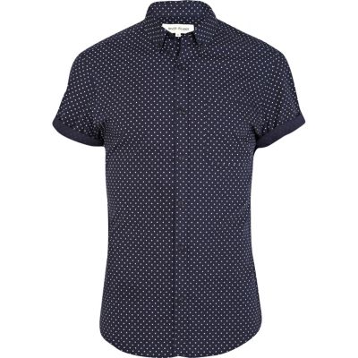 Navy polka dot shirt