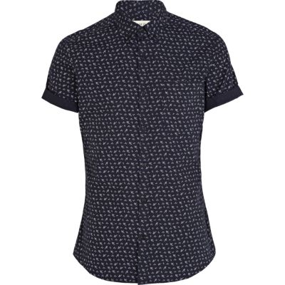 Navy ditsy print shirt