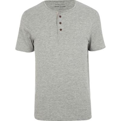 Grey marl grandad t-shirt