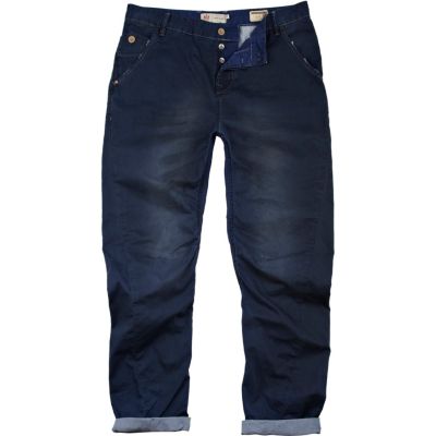 Blue distressed twisted seam carpenter chinos