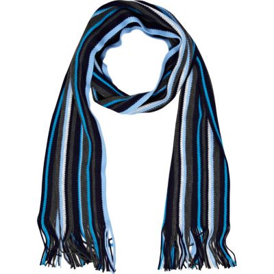 Turquoise and light blue stripe scarf