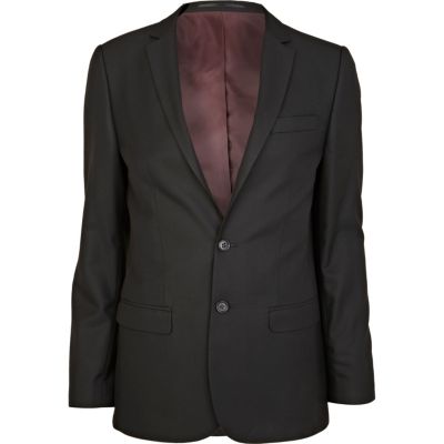 Black single breasted skinny suit jacket