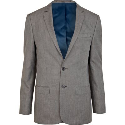 Grey single breasted skinny suit jacket