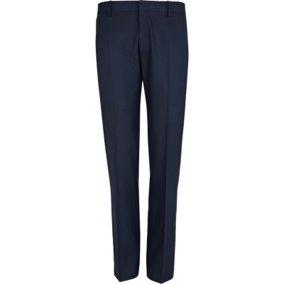 Blue slim fit suit trousers 