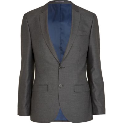Mid grey slim suit jacket 