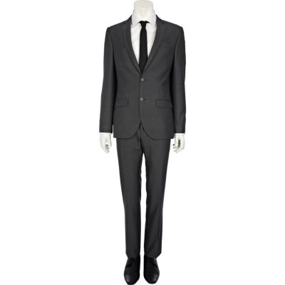 Mid grey slim suit jacket 