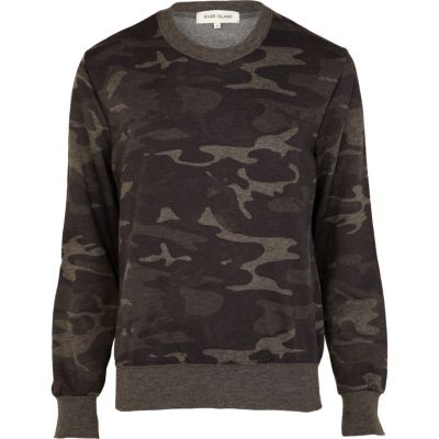 Grey camouflage print sweatshirt