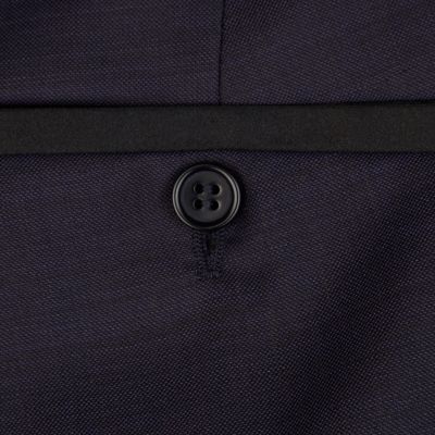 Purple contrast lapel slim fit suit jacket