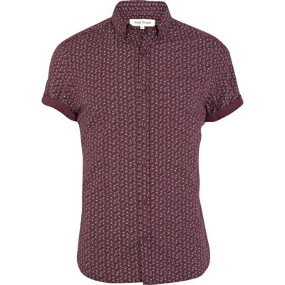 Berry red paisley print shirt