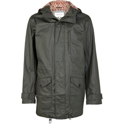 Green coated parka jacket