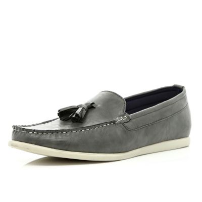 Grey tassel loafers