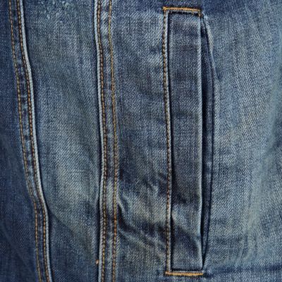 Blue casual denim jacket with borg collar