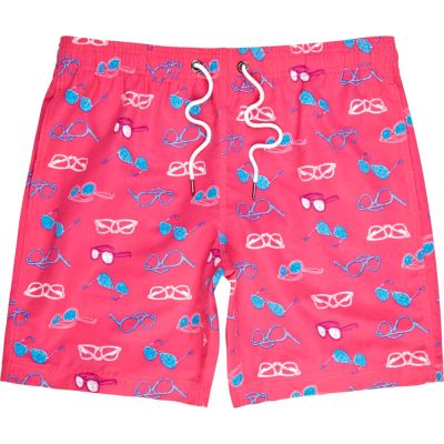 Pink sunglasses print swim shorts