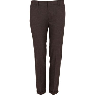 Brown fleck skinny ankle grazer trousers