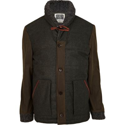 Green Holloway Road waxed high neck jacket