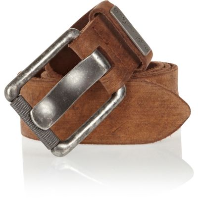 Brown distressed wide belt