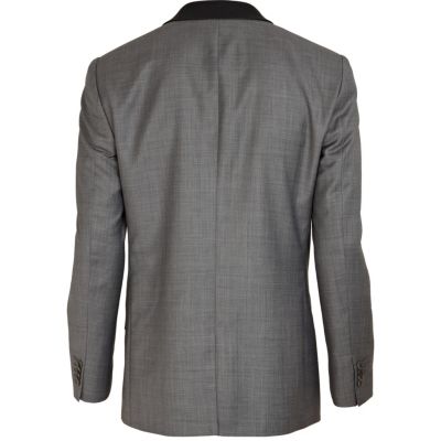 Grey contrast collar blazer