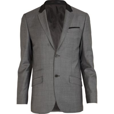 Grey contrast collar blazer