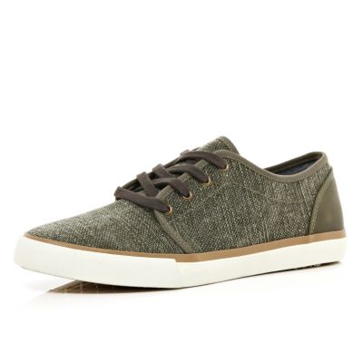 Brown contrast panel smart plimsolls