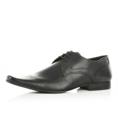Black perforated lace up shoes