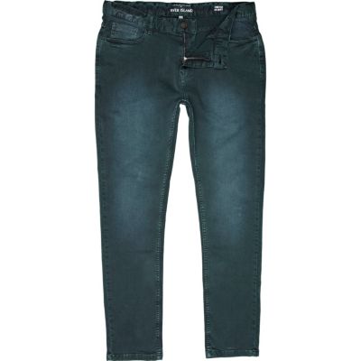 Green washed Sid skinny stretch jeans