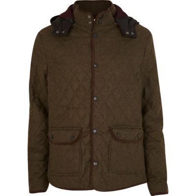 Green wool quilted jacket