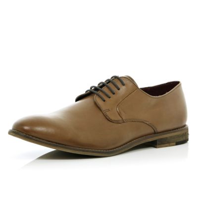 Brown formal round toe lace up shoes