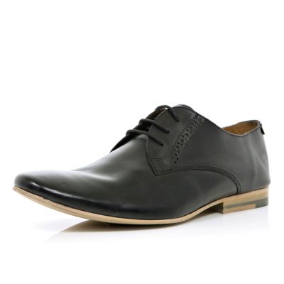 Black formal lace up pointed shoes 