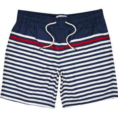 Navy contrast stripe swim shorts 