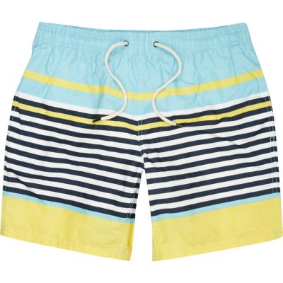 Yellow pastel stripe swim shorts