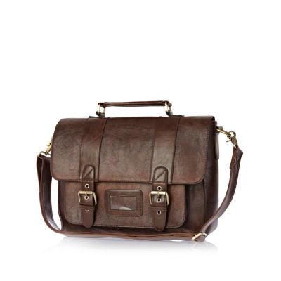 Brown buckle satchel