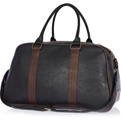 Black contrast strap holdall bag 