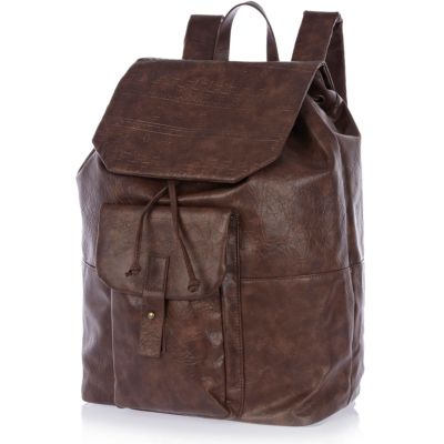 Brown aztec embossed print rucksack