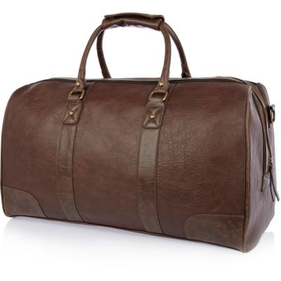 Brown large weekend holdall bag 