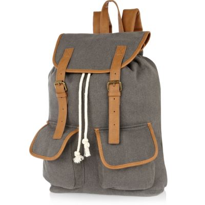 Grey pocket contrast strap rucksack
