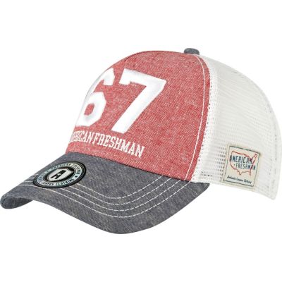 Red american freshman hat