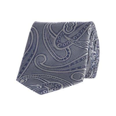Grey large scale paisley tie