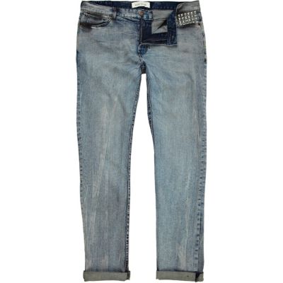 Light blue studded Flynn skinny jeans 
