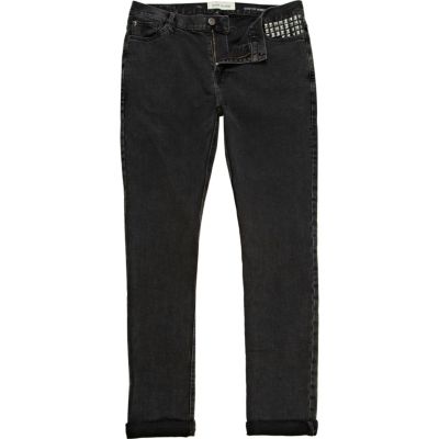 Black studded Flynn skinny jeans 
