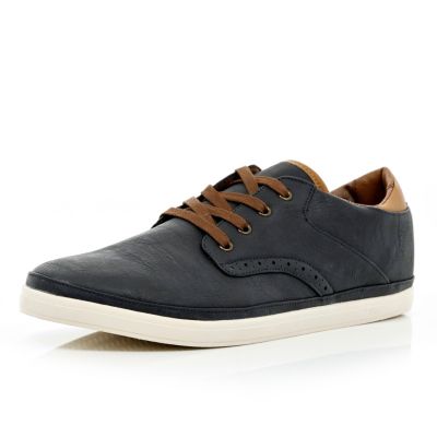 Navy brogue lace up plimsolls