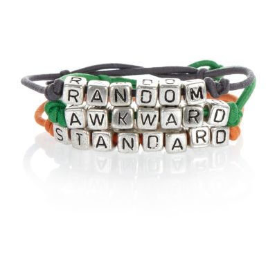 Green metal word bead elastic bracelets