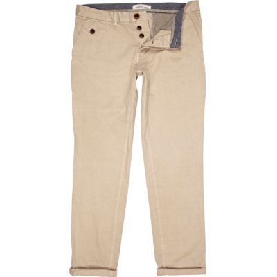 Stone turn up casual slim chinos
