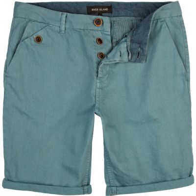 Aqua blue turn up chino shorts 
